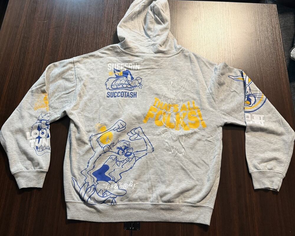 Looney Toons gray Bugs Bunny Hoodie Sweatshirt Medium